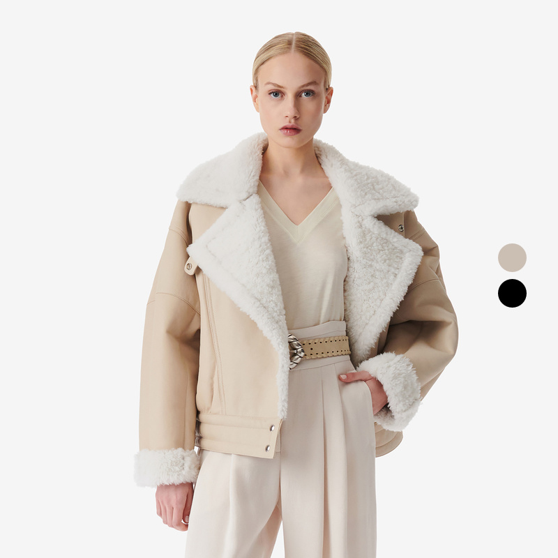 【流光风】IRO Night 秋冬法式轻奢翻领收腰皮毛一体皮草大衣外套