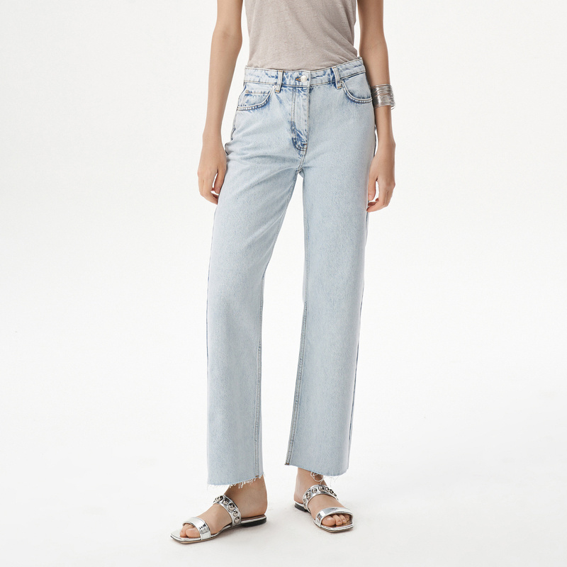 IRO Night 纯棉牛仔裤浅色烟管裤直筒毛边休闲慵懒感法式轻奢夏季