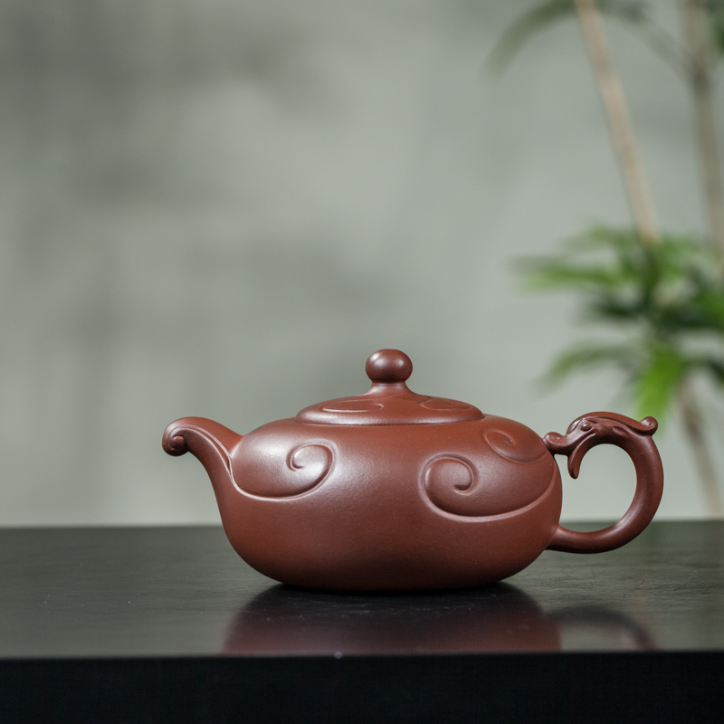 《游龙如意壶》黄龙山原矿红皮龙泥容量约370毫升半手工制