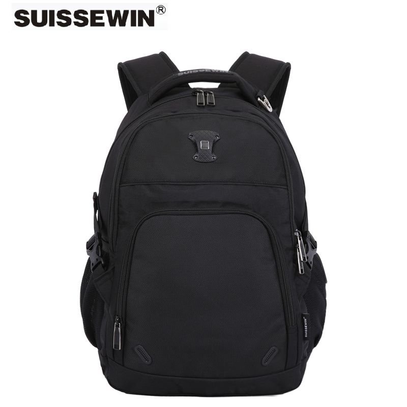 SUISSEWIN祥兴百搭黑色多功能简约潮流书包轻便防泼水双肩包通勤