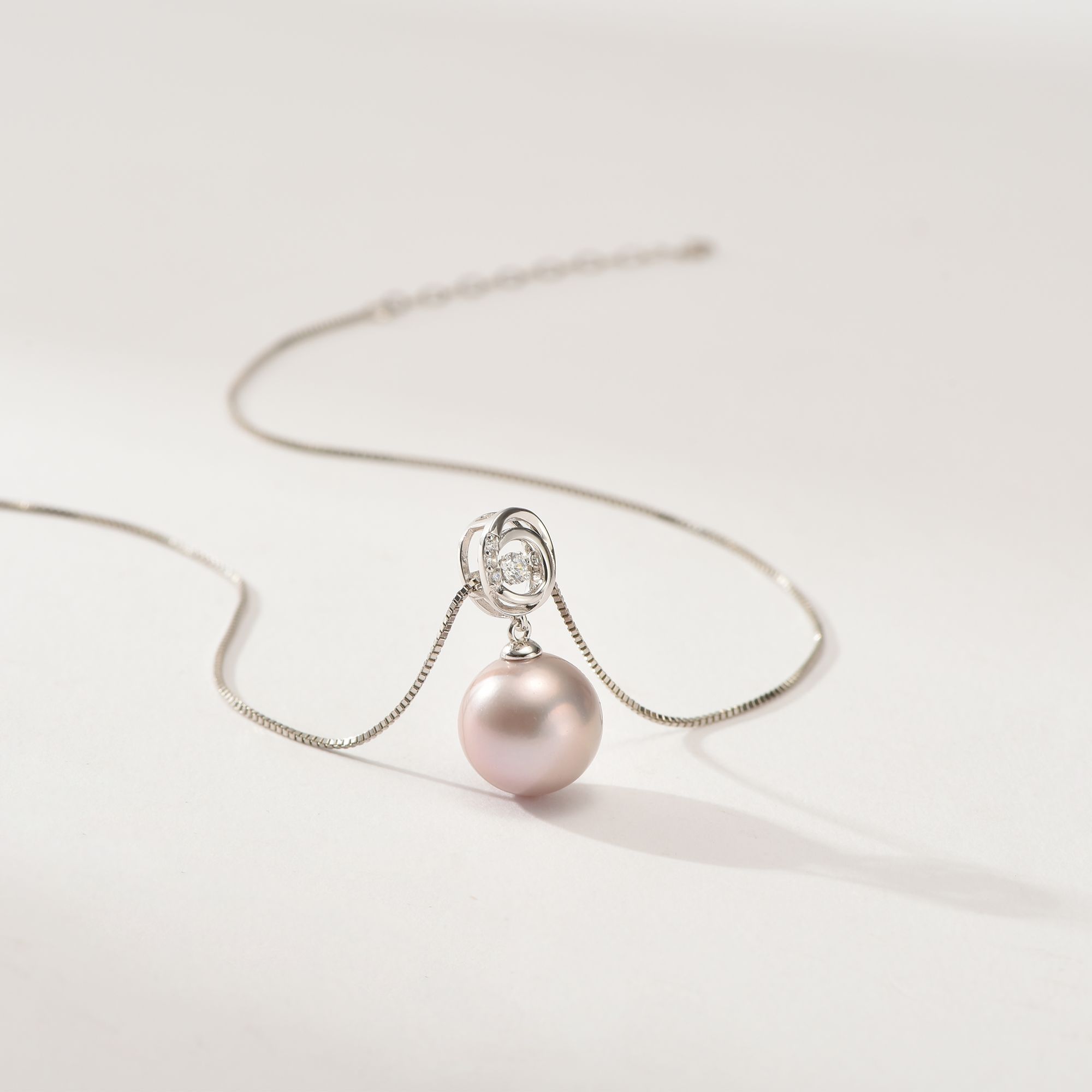 【好物分享】京润珍珠炫光银S925淡水有核珍珠吊坠12-13mm粉紫色