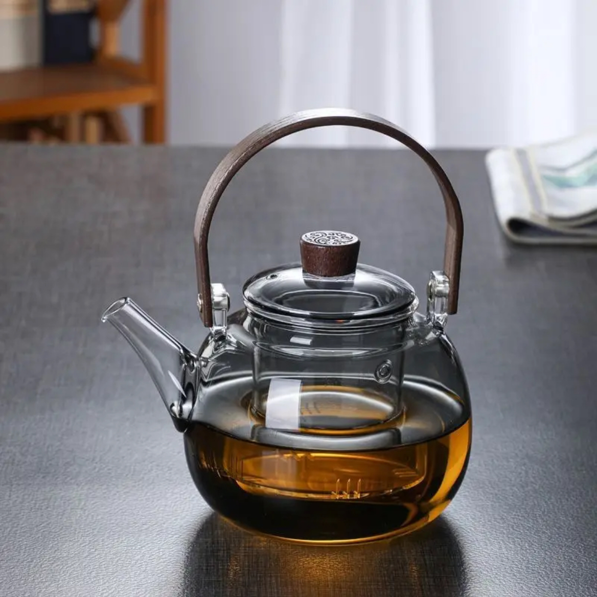 祥云烟灰高硼硅玻璃煮茶壶泡茶煮茶办公耐热明火烧水手工煮水壶