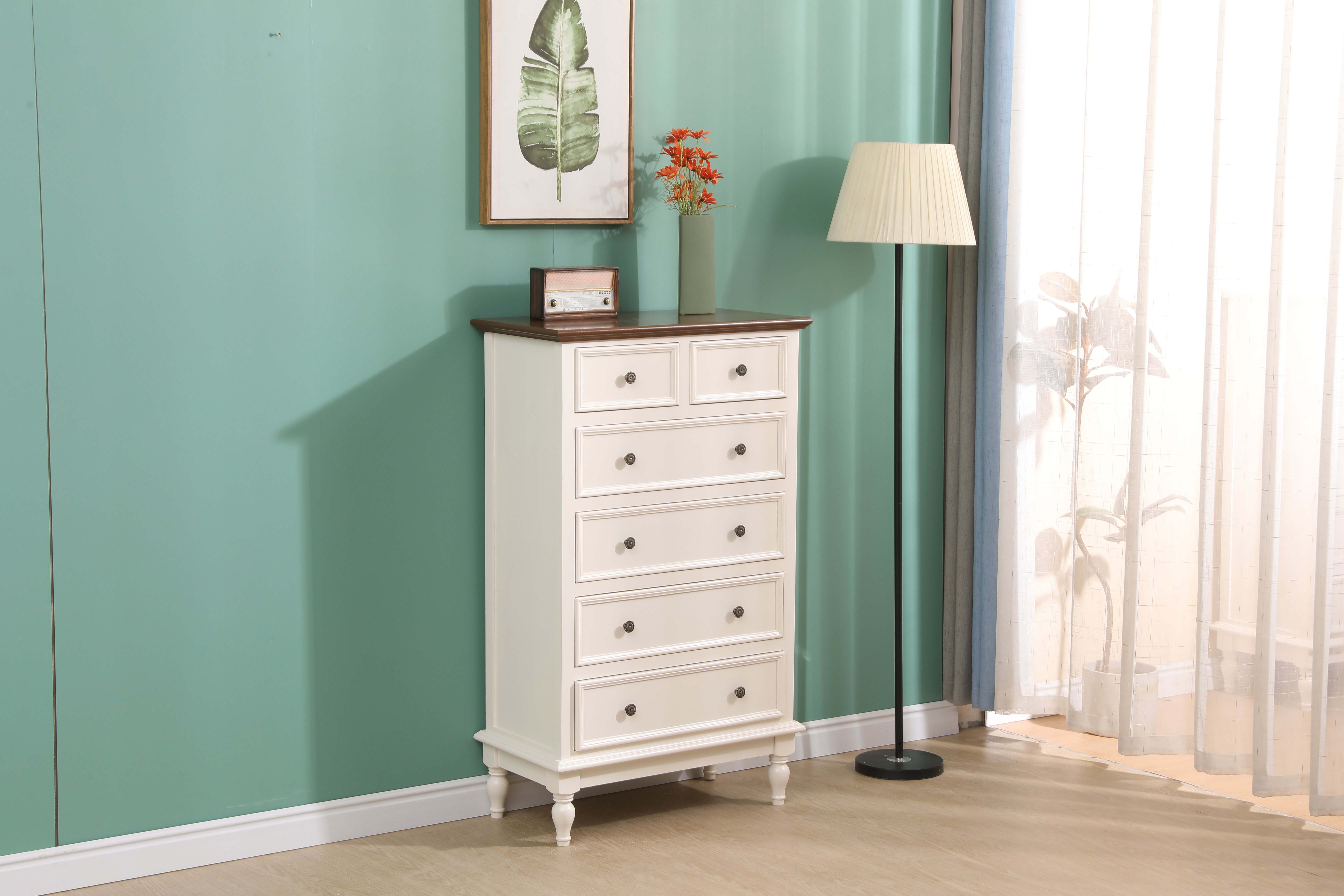 美式简约五斗柜卧室客厅储物收纳抽屉式抽屉式五斗柜五斗橱家用