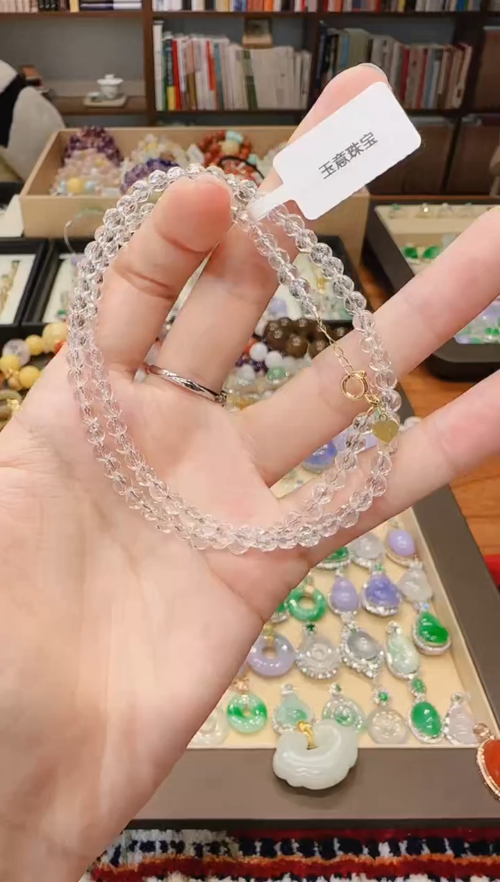【闪购商品】水晶颈饰未镶嵌素圈切割面白水晶锁骨链