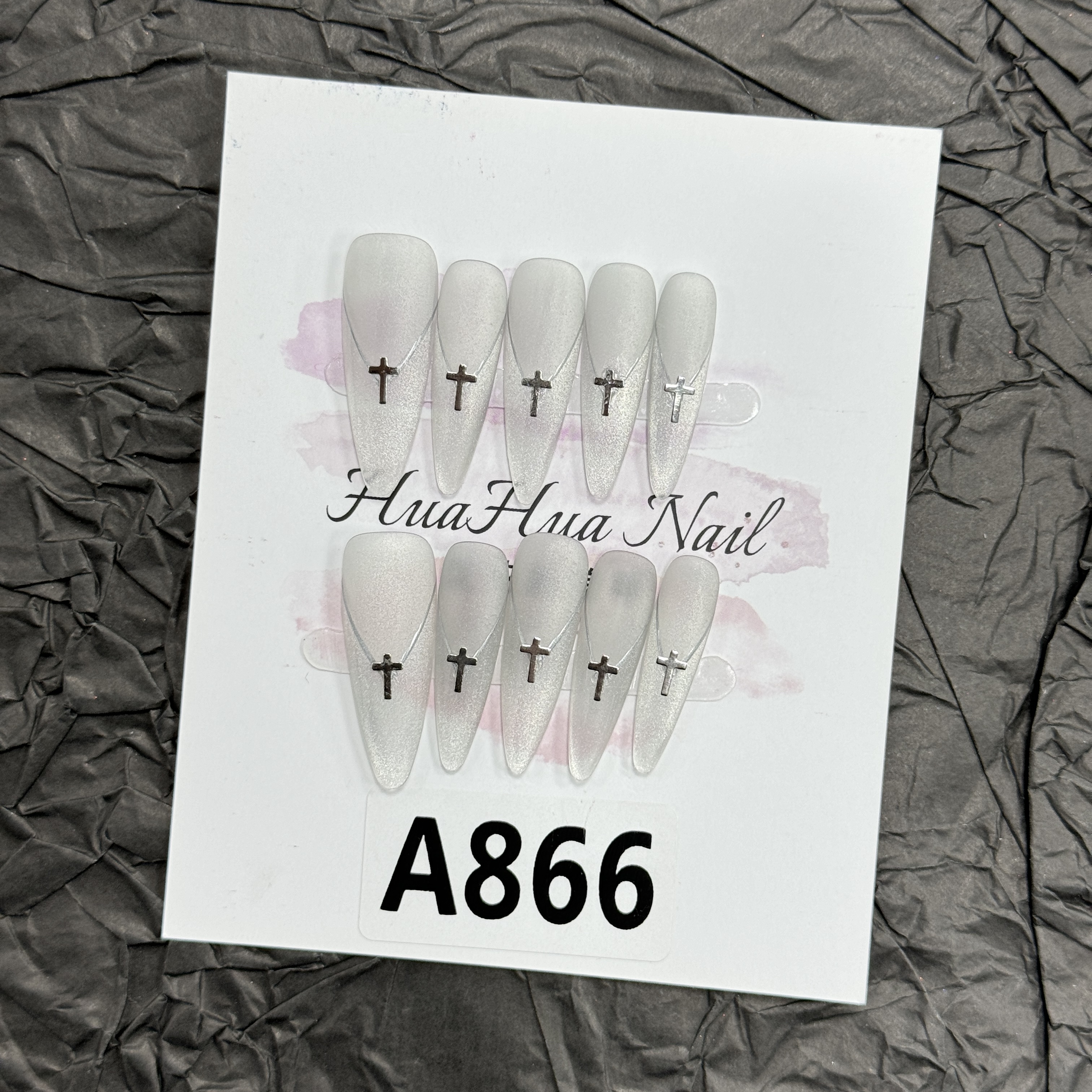 【A866】夏季新款高级感高颜值上班不撞款小众纯手工穿戴甲冰透梯形