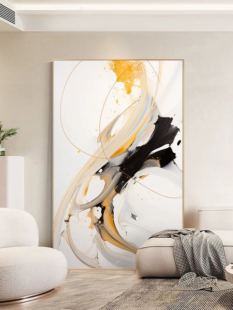 春山夜雨客厅 玄关 餐厅 手工砂岩画 