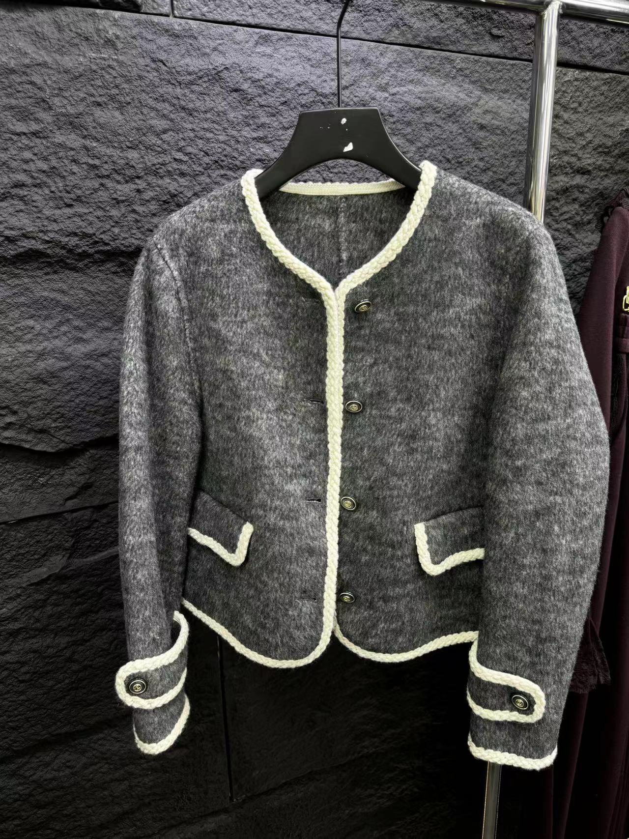 法式气质小香风毛呢外套女秋冬新款名媛风显瘦上衣