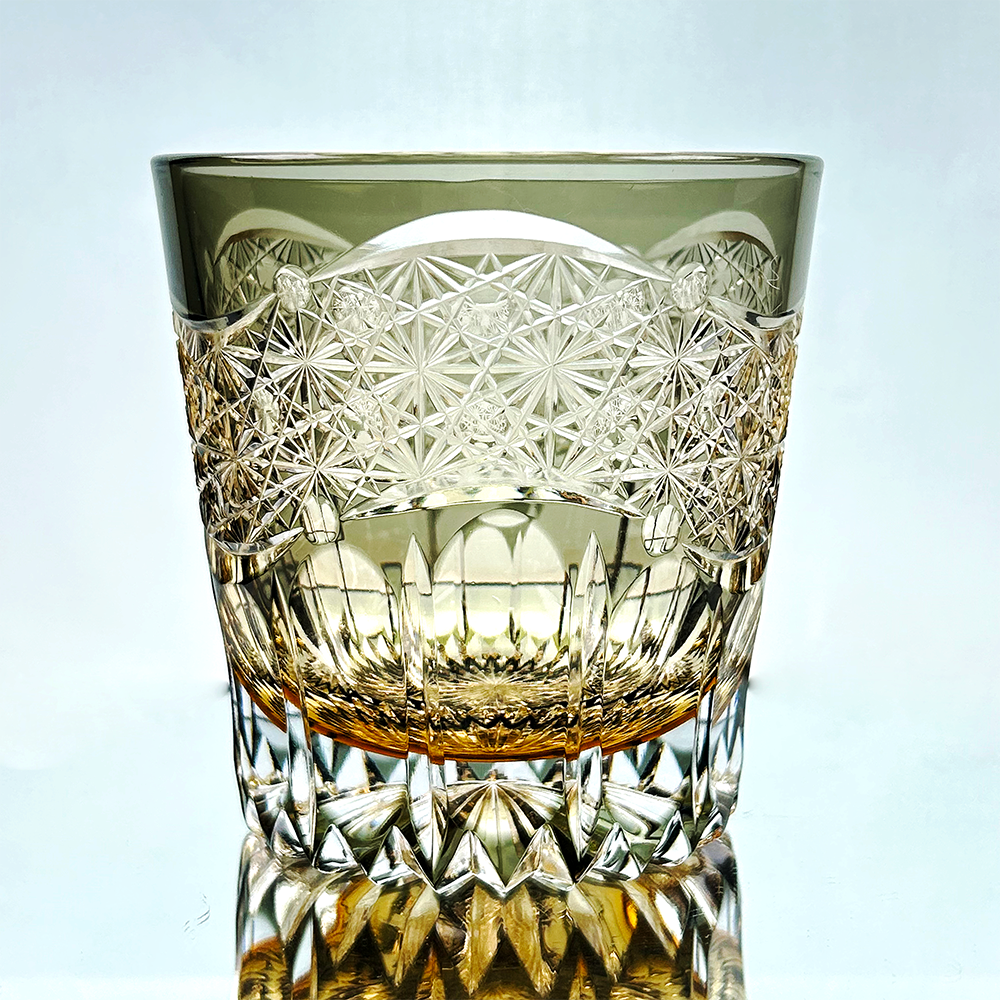 日系江户切子灰曙光水晶玻璃杯威士忌酒杯手工雕刻清酒杯洋酒杯
