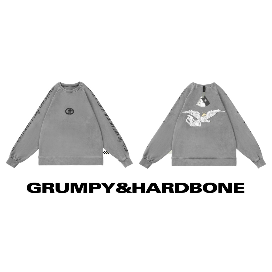 GRUMPY&HARDBONE廓形卫衣“Saint Angel”卫衣 水洗宽松套头