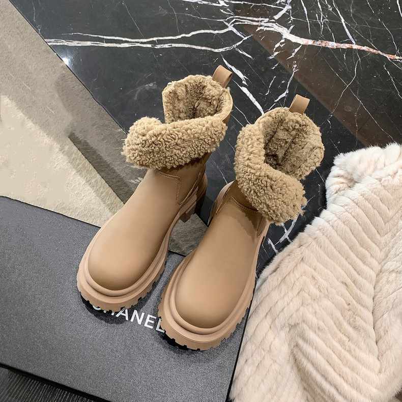 雪地靴女冬保暖加绒加厚短筒棉靴2024厚底显瘦侧拉链毛短靴马丁靴