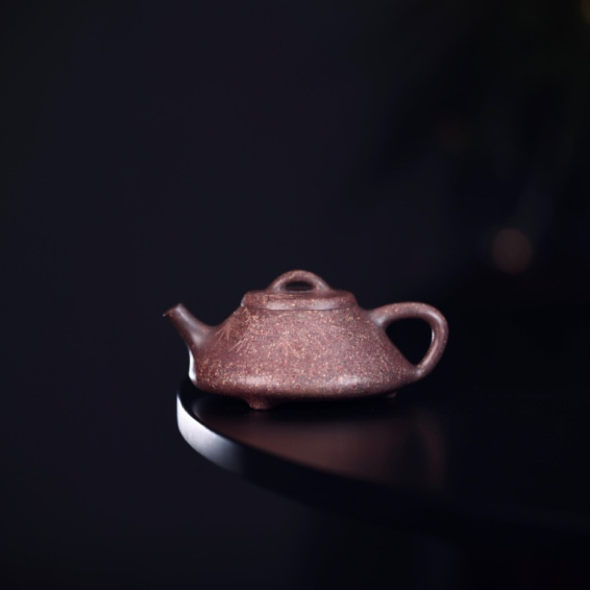 沈程子冶石瓢 黄松刻绘兰竹 手磨共生矿