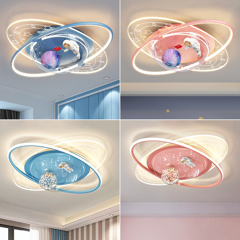 儿童房灯现代简约创意卡通宇航员星球温馨护眼男孩女孩卧室吸顶灯