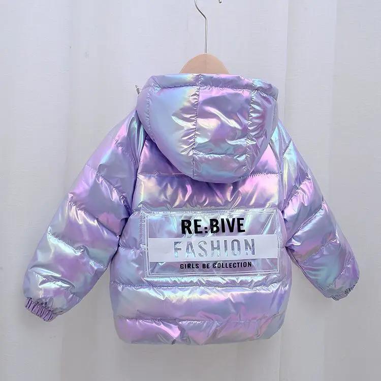新款儿童免洗羽绒服男女童保暖炫彩外套20233秋冬新款连帽宝宝款