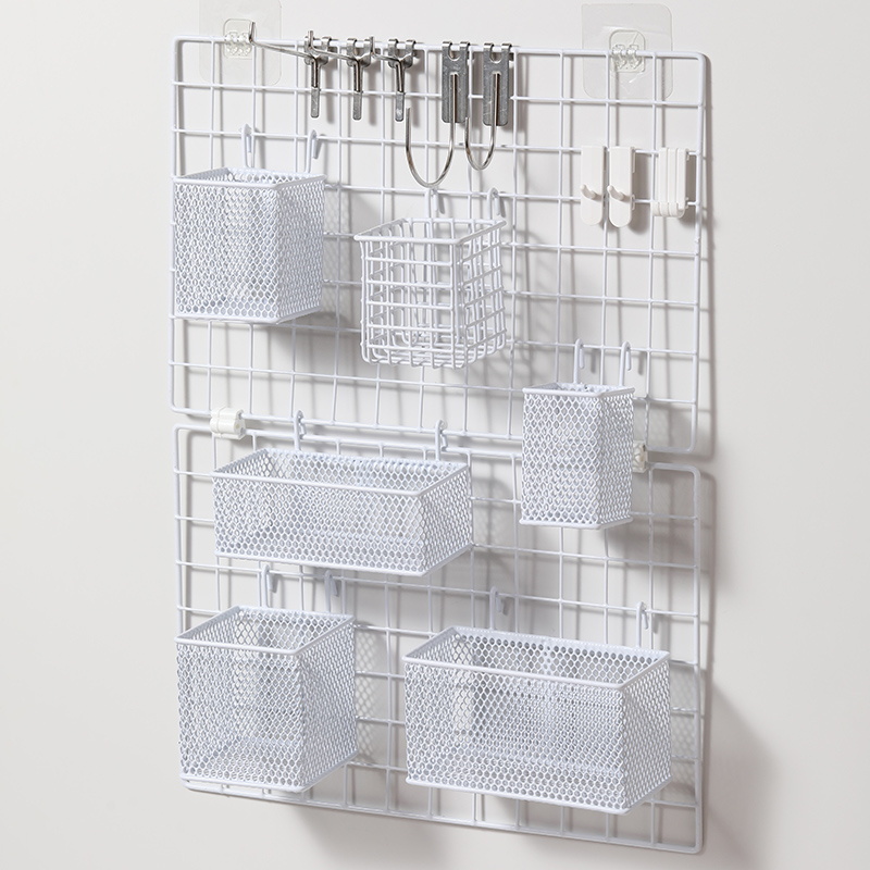 铁丝网格置物架挂篮托盘泡面货架网片铁艺照片墙收纳篮超市置物篮