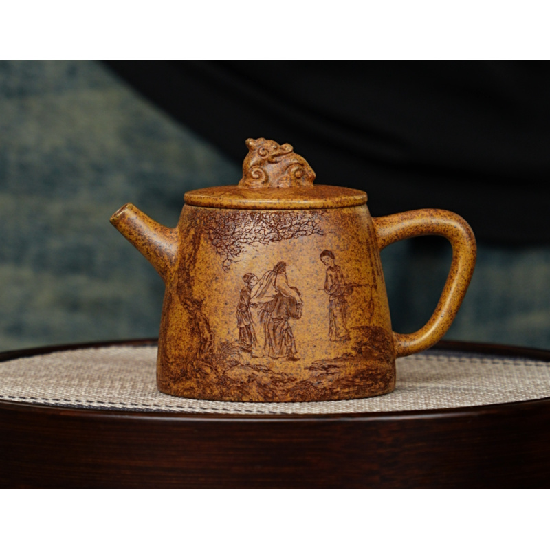 宜兴紫砂 高瓢 龙骨金砂 220cc