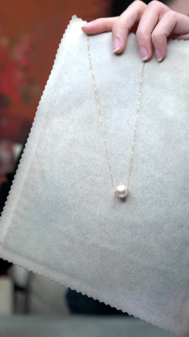 【闪购商品】淡水珍珠颈饰18K金镶嵌通体18K金    白色路路通项链