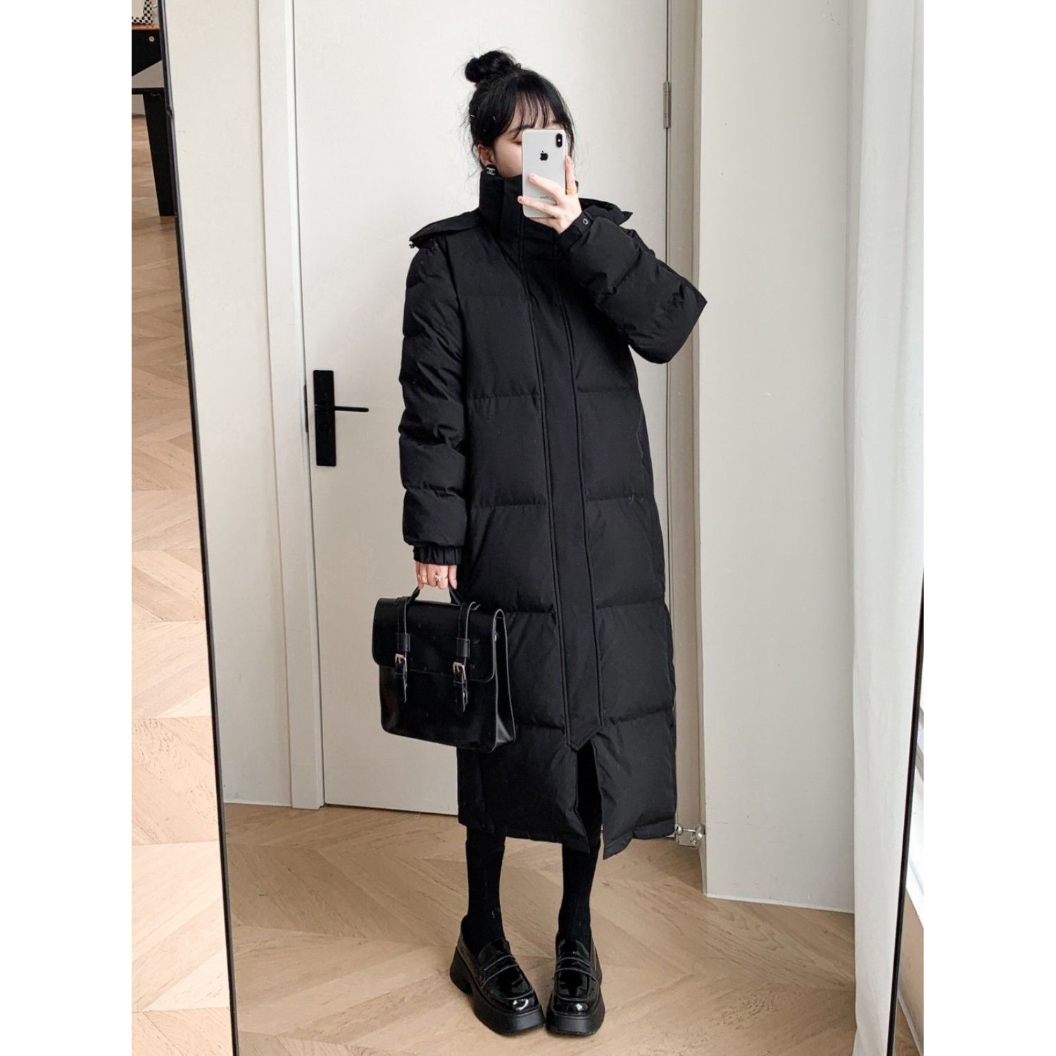 波司豋高端羽绒服女白鸭绒加厚长款防寒服过膝学院风百搭2023新款
