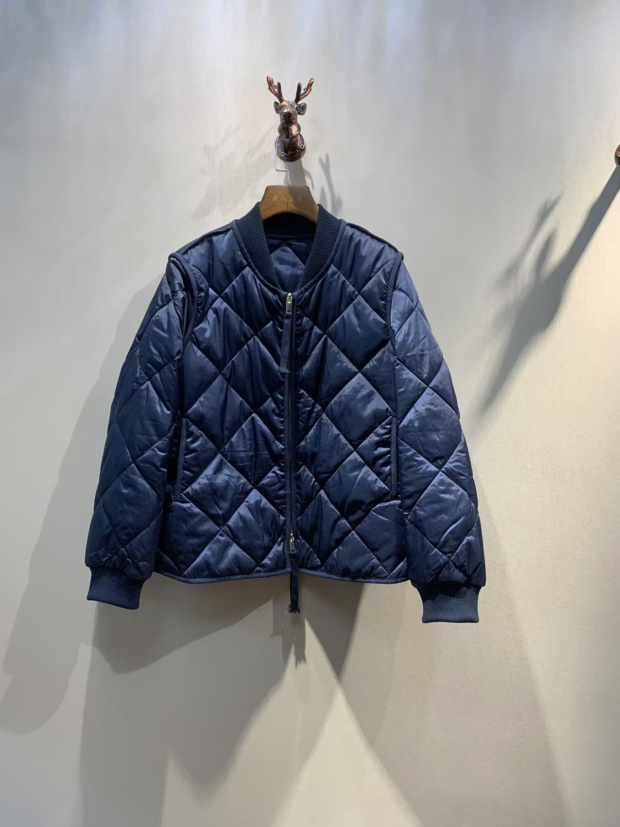 【女人空间生活馆】韩货棉服菱形格小款棉衣简约时尚外套