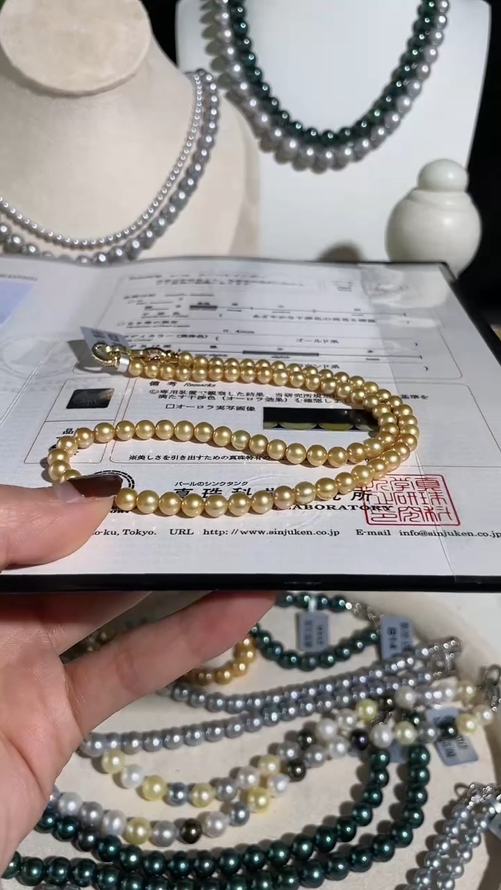 【闪购商品】海水珍珠颈饰银S925镶嵌金珠