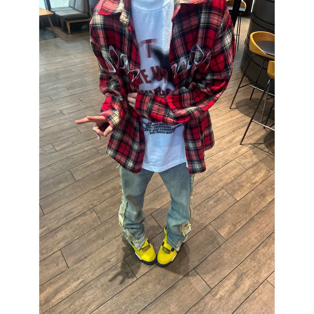 格子衬衫男长袖春夏ins潮牌痞帅高级感外套美式高街刺绣男生衬衣