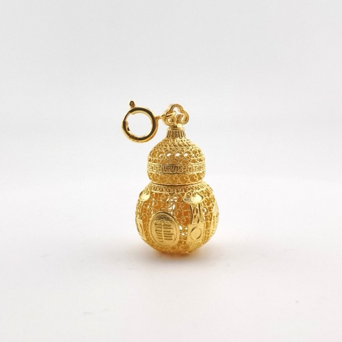 【洛一珠宝】【18K金】古法花丝工艺镂空银葫芦百搭手工轻奢气质时尚