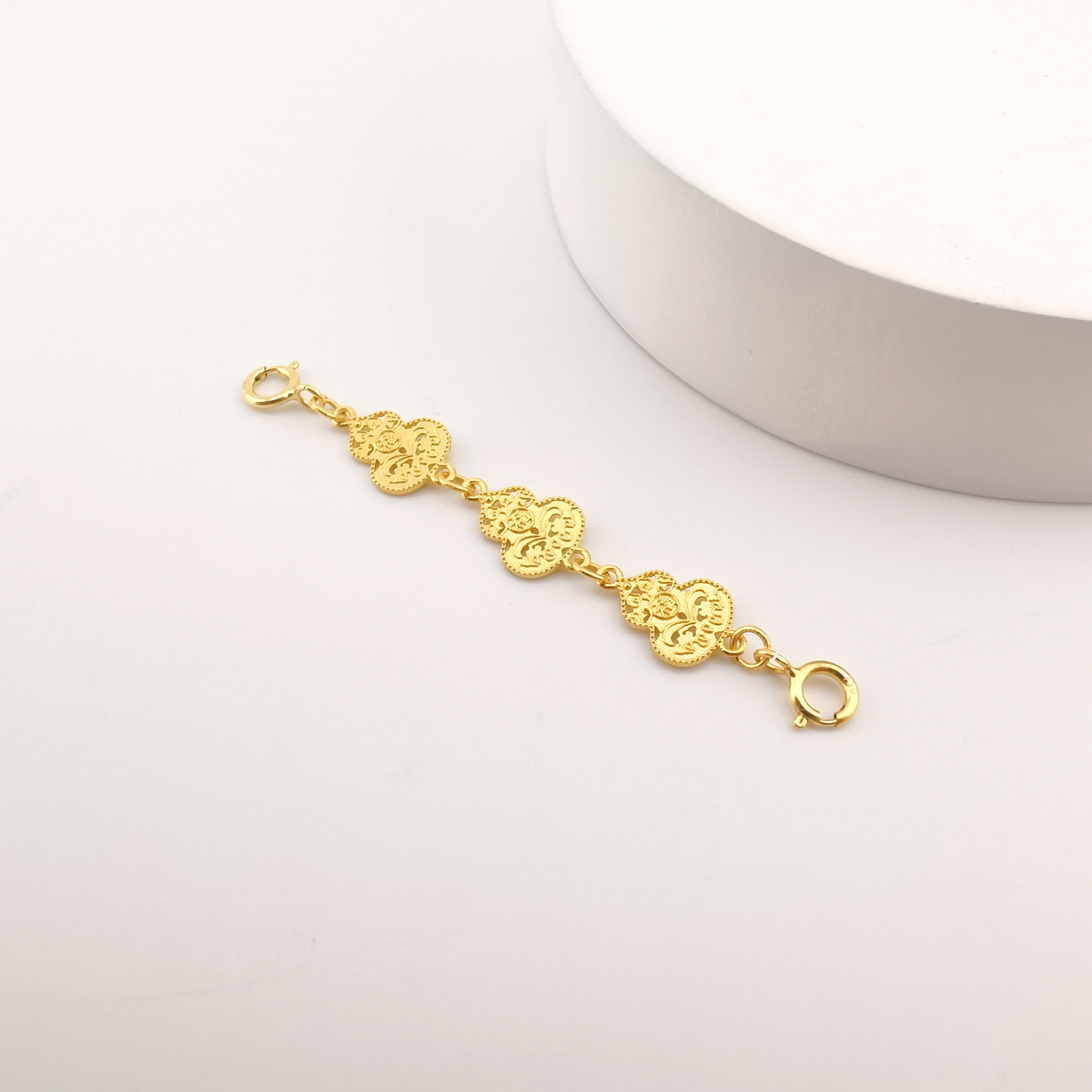 【洛一珠宝】【18K金】古法金葫芦万能延长链实心配件