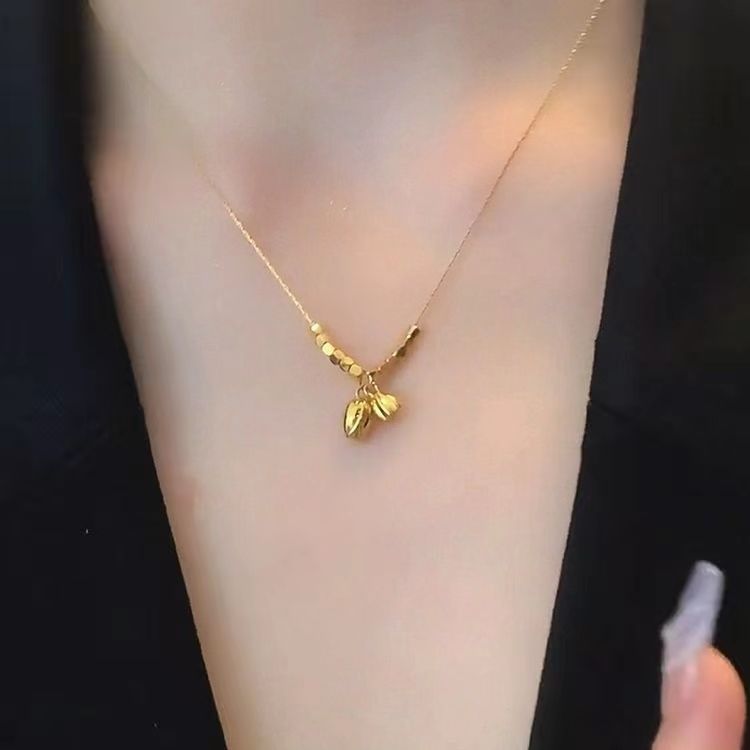 钛钢项链 R055新款两世欢莲蓬项链女轻奢小众设计感吊坠