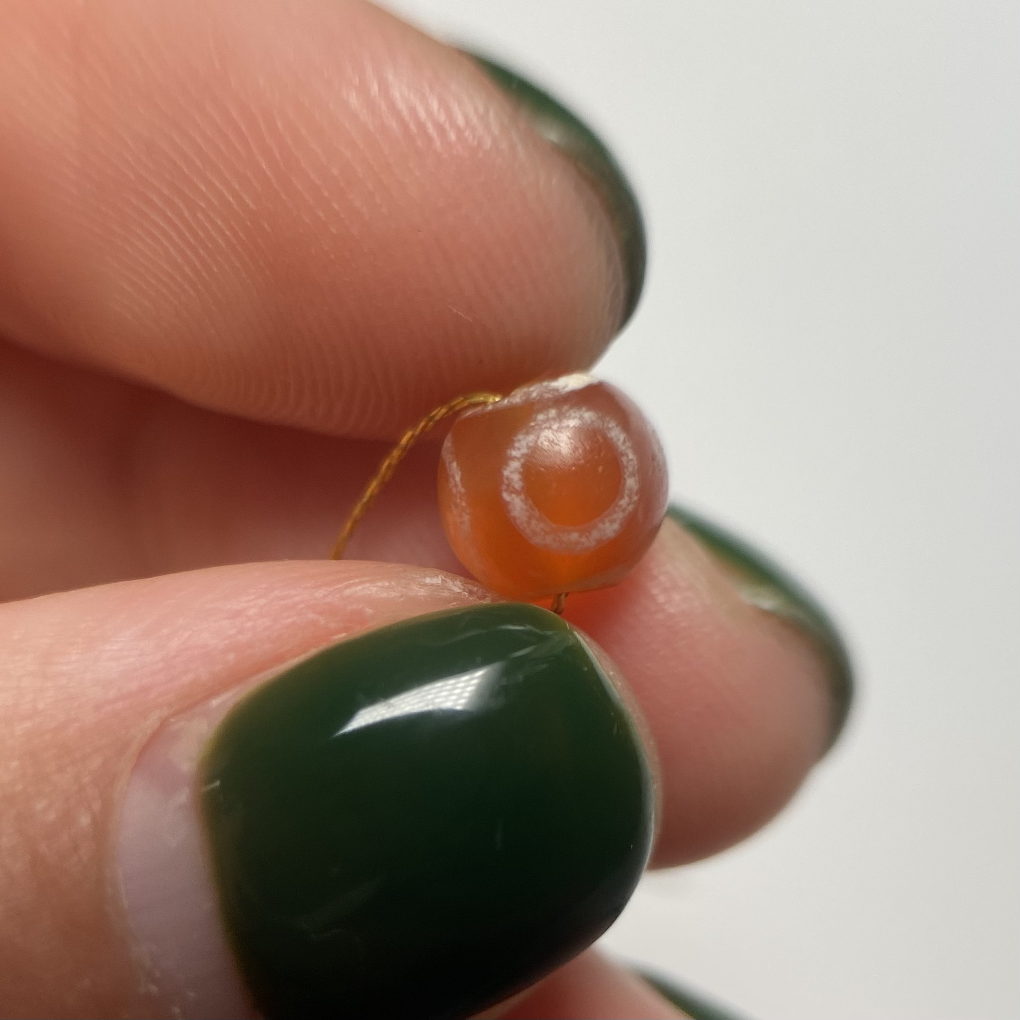 骠系红玉髓玛瑙镶蚀珠6.9毫米