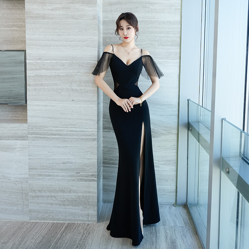 礼服女装高端新款性感气质黑色名媛宴会高贵夏季走秀20252024