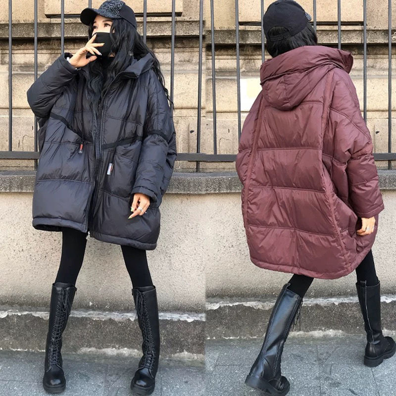 波司登羽绒服女新款90白鸭绒抽绳连帽高品质韩版宽松加肥简约百搭