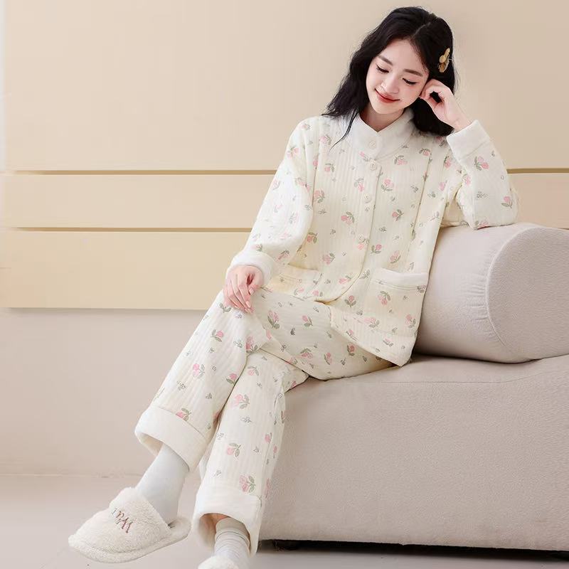 秋冬季空气棉月子孕妇产后哺乳睡衣11月份12纯棉喂奶待产睡衣套装