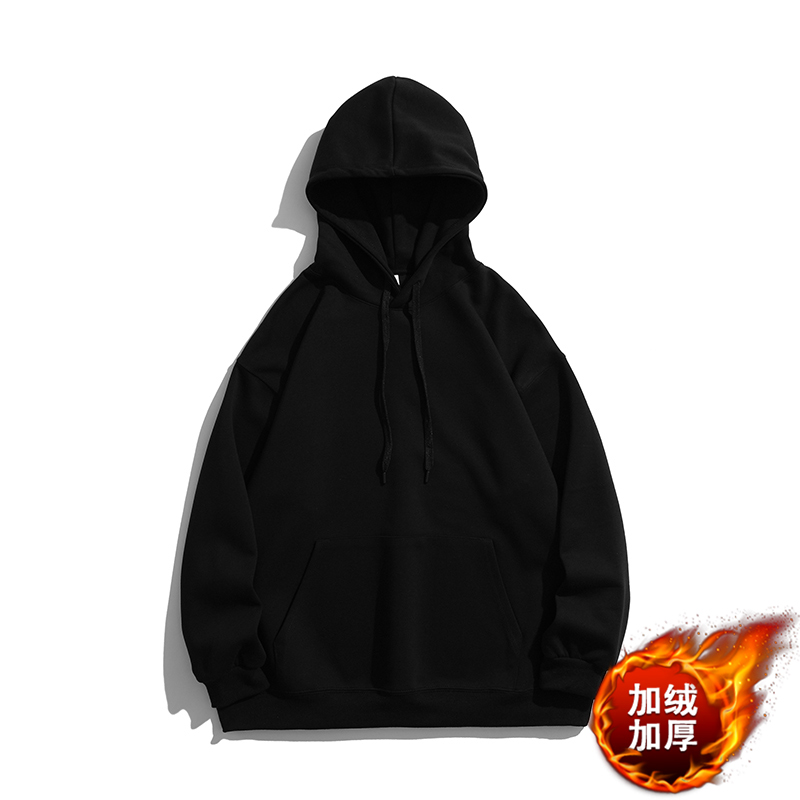 浪莎重磅纯棉卫衣加绒加厚复合摇粒绒男冬季上衣休闲长袖宽松情侣