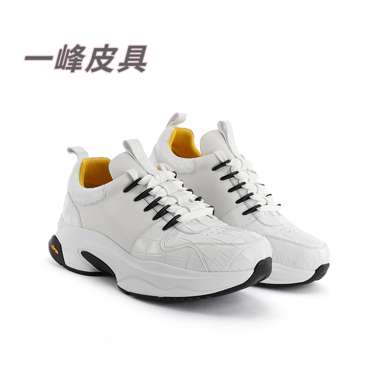 （一峰皮具）男士休闲鞋高定进口小牛皮拼鳄鱼皮休闲百搭运动鞋