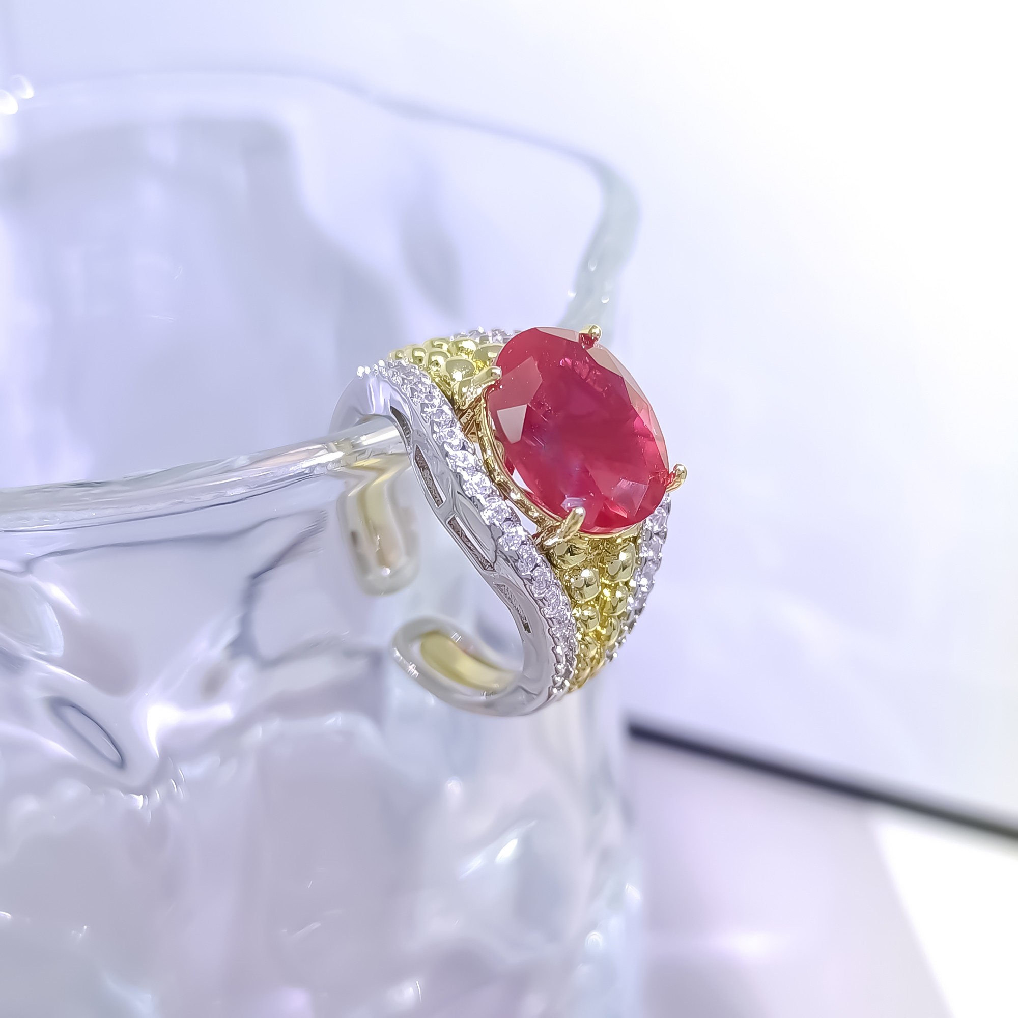 铜合金合成锆石戒指 FXLM-52354 时尚戒指小众欧美精致轻奢