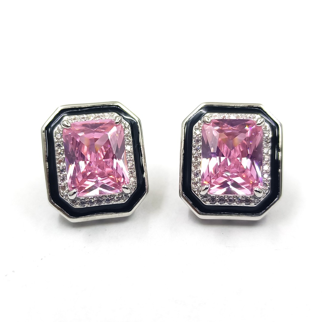 铜合金合成锆石耳饰 HYM-36923 耳饰欧美小众气质精致高级感