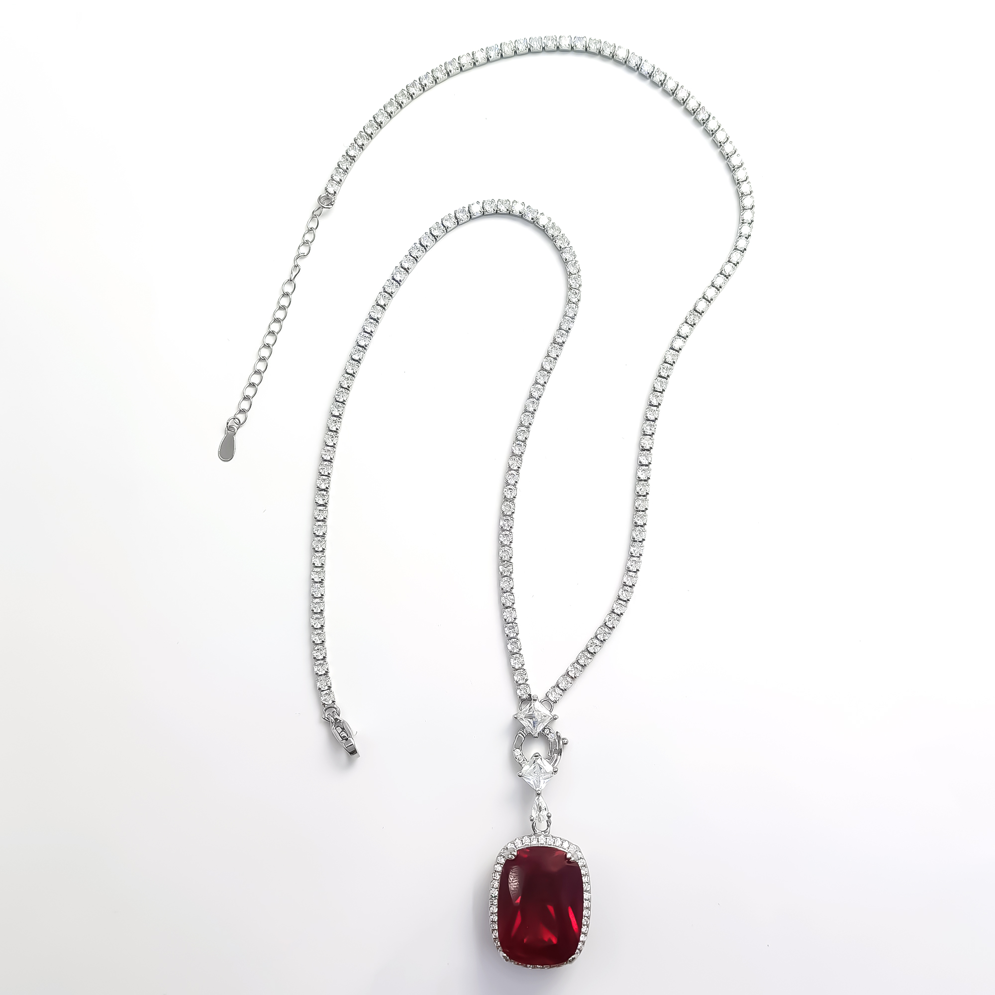 铜合金合成锆石项链 WHSM-000032 【红瑰丽】 项链高级感百搭设