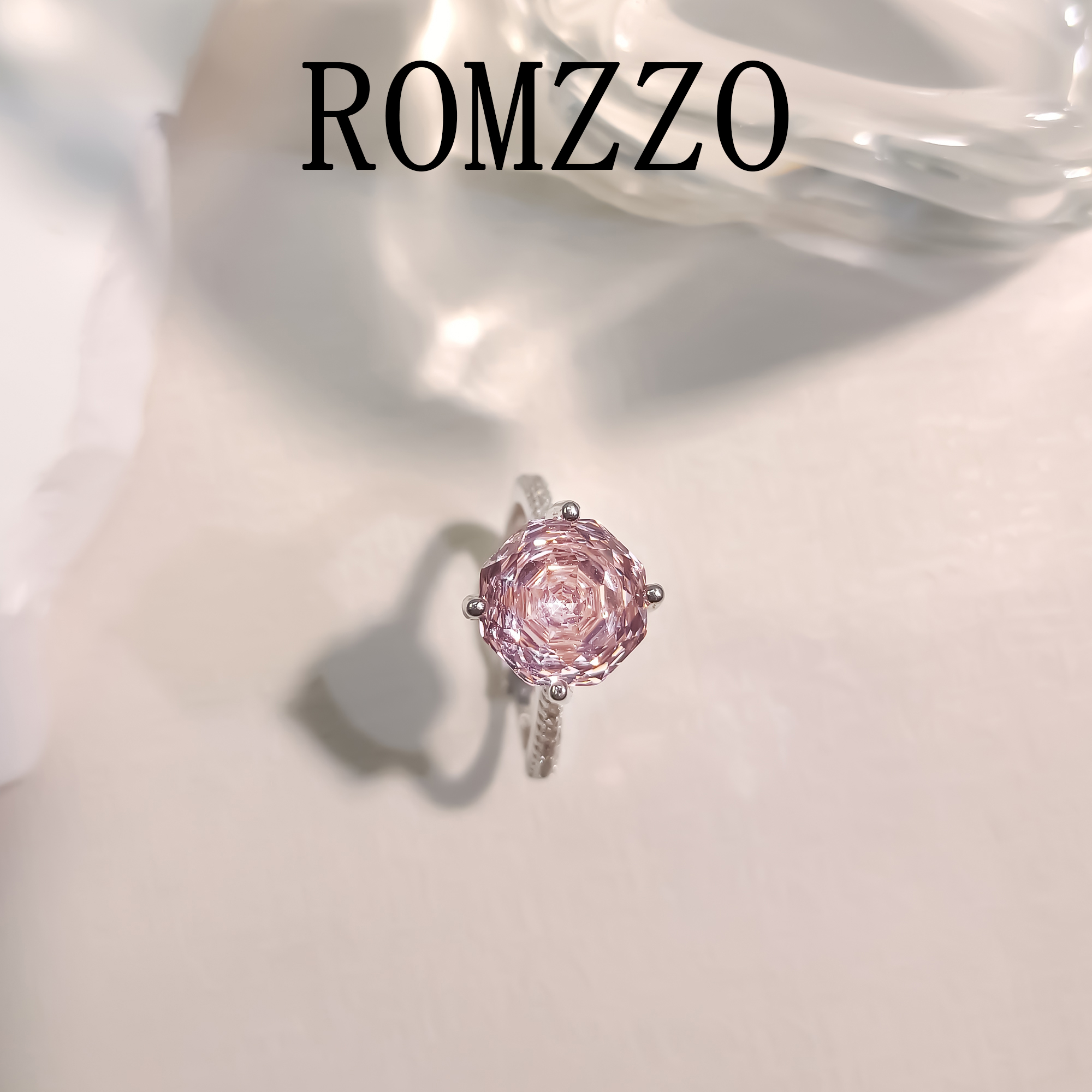 铜合金合成锆石戒指 WGTL-001225【桃花】戒指时尚戒指大方气质轻奢