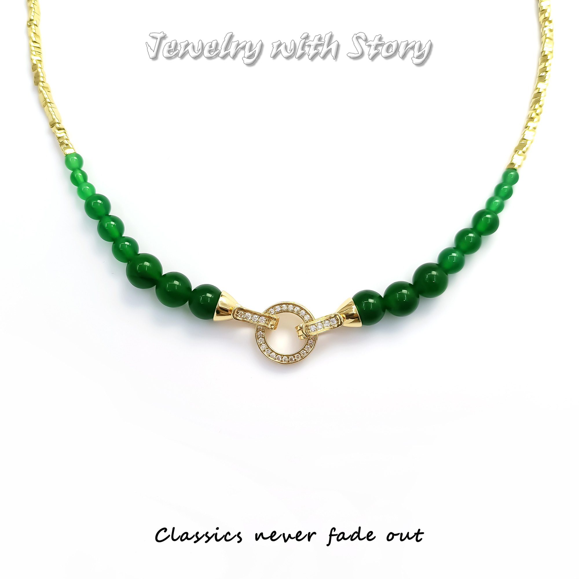 铜合金合成锆石项链 PY-56085 项链高级感百搭设计欧美轻奢