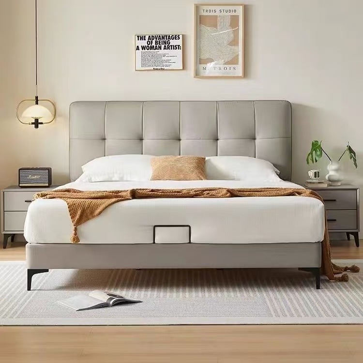 A669#床意式极简软包床主卧室家用大床简约轻奢公主床储物高箱