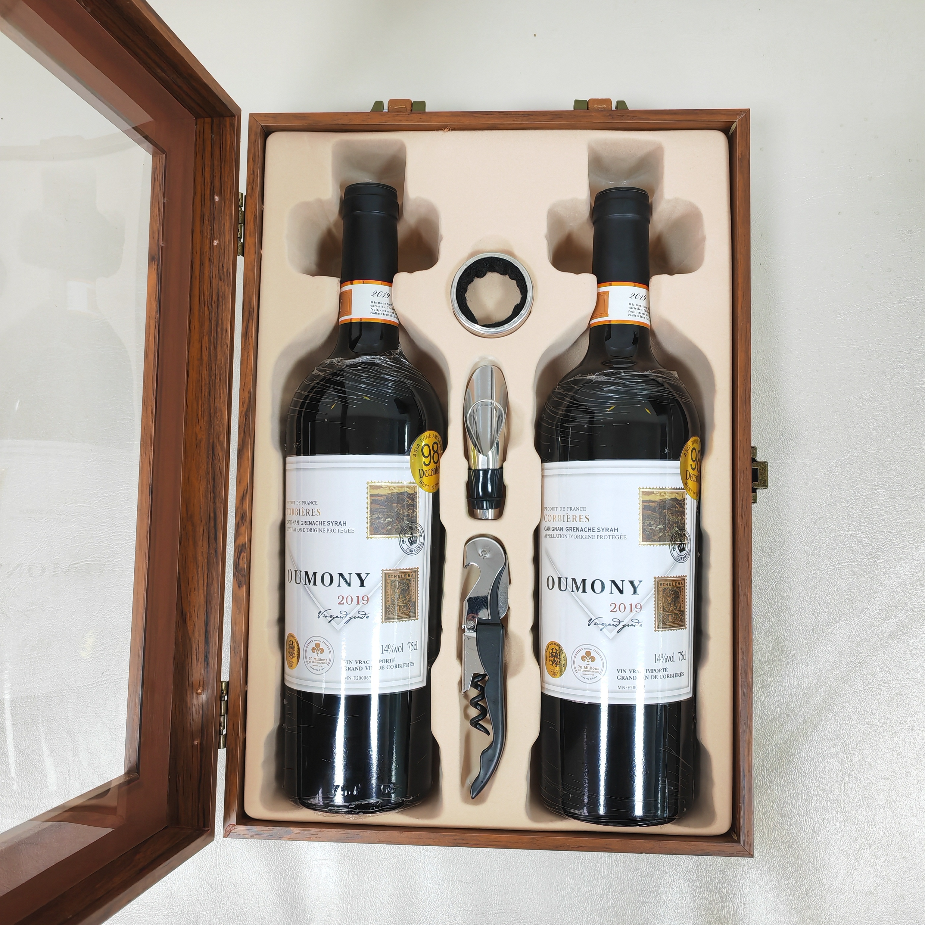 【朱庄主】法国欧莫尼酒庄 葡萄园级干型红葡萄酒750ml*双支礼盒装