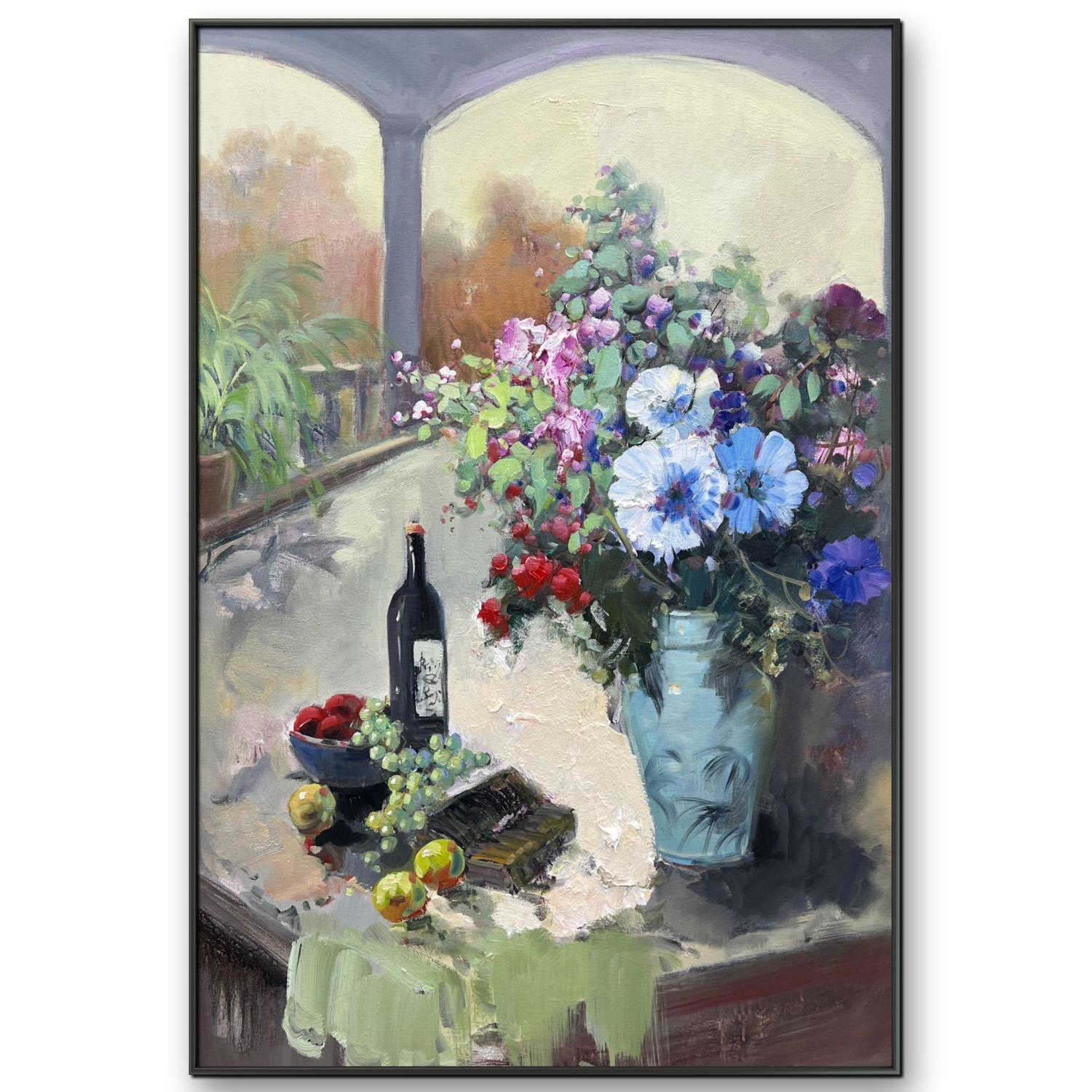 印象花瓶花70cm*100cm油画布手绘油画