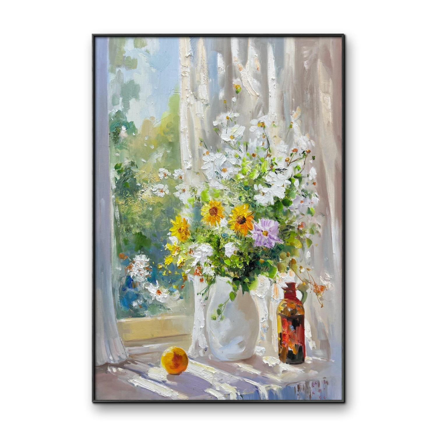 印象白色雏菊70cm*100cm油画布手绘油画