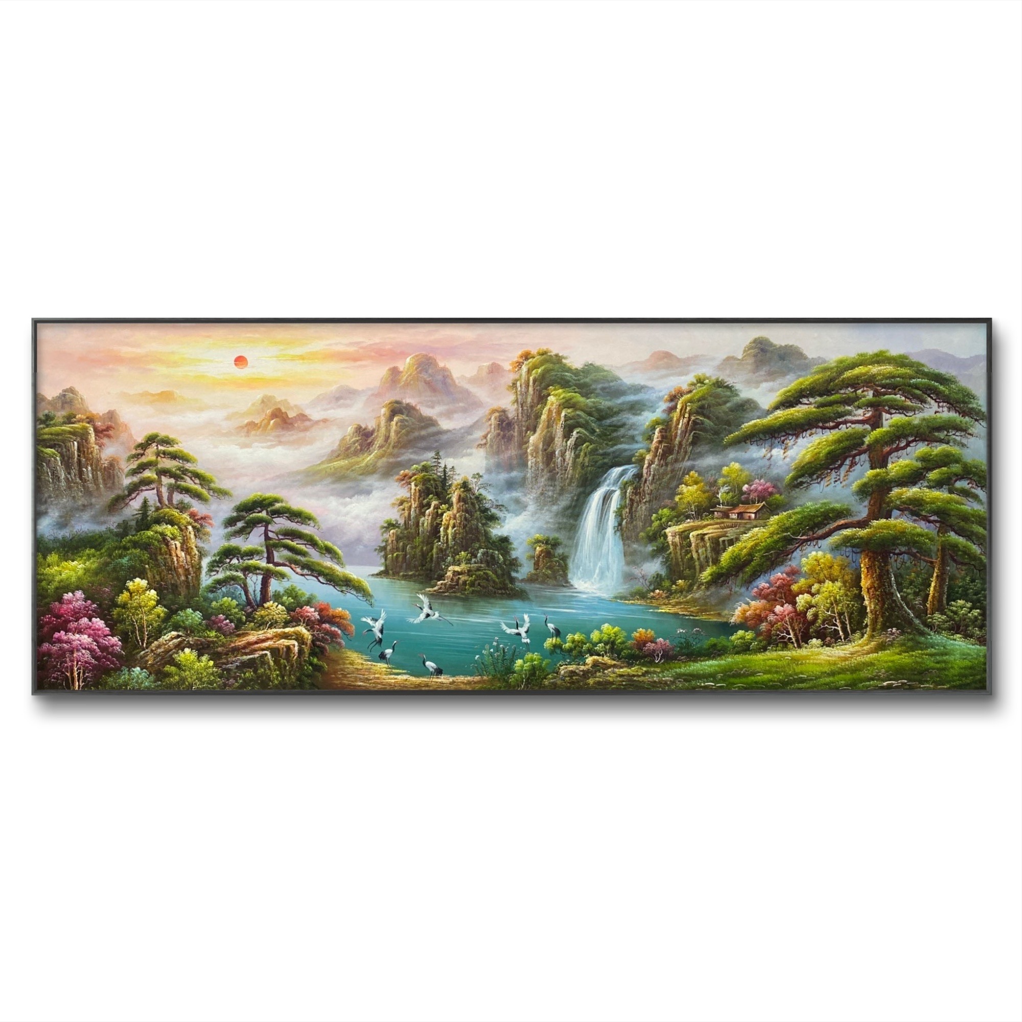 青山绿水油画80cm*200cm油画布手绘油画