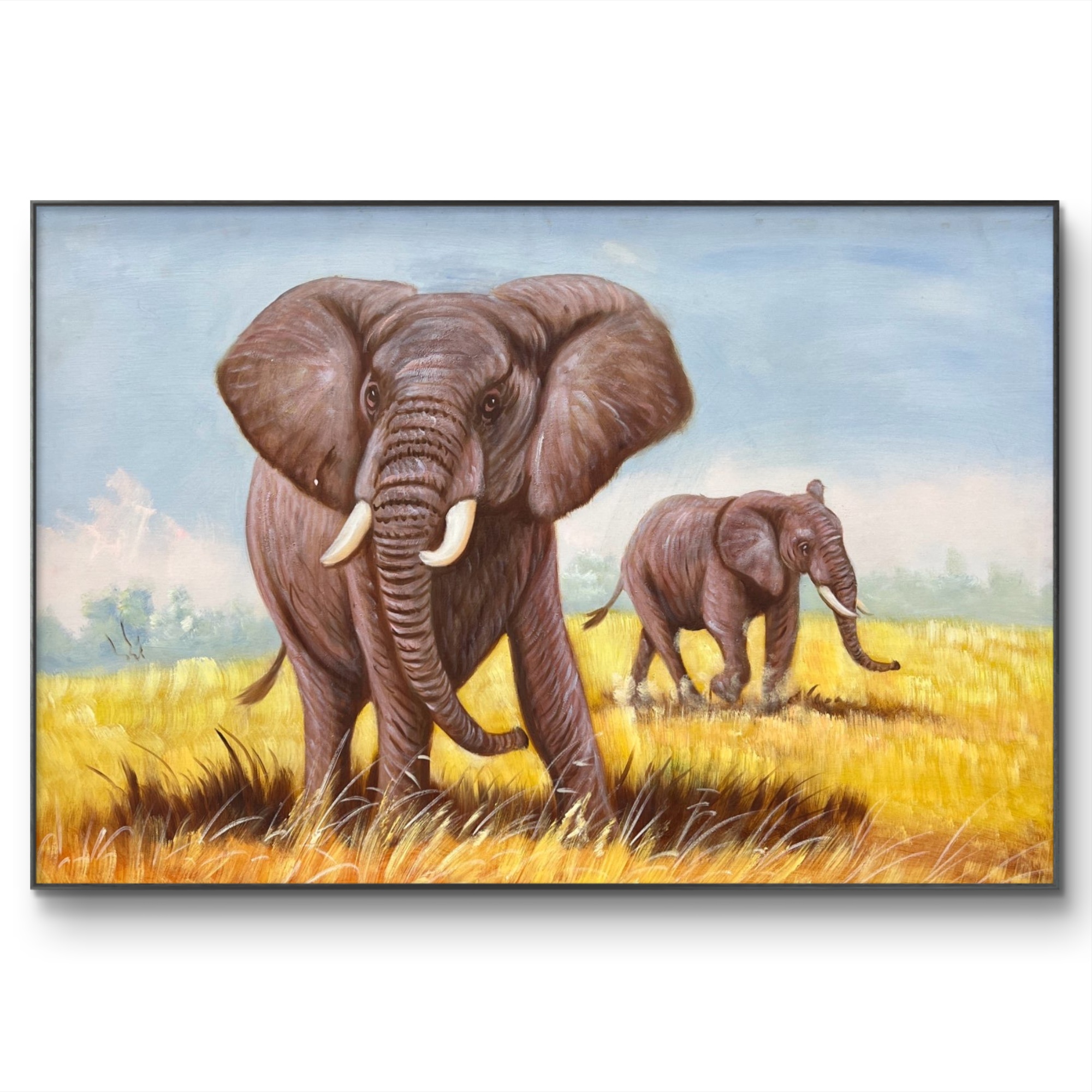 吉祥大象60cm*90cm油画布手绘油画