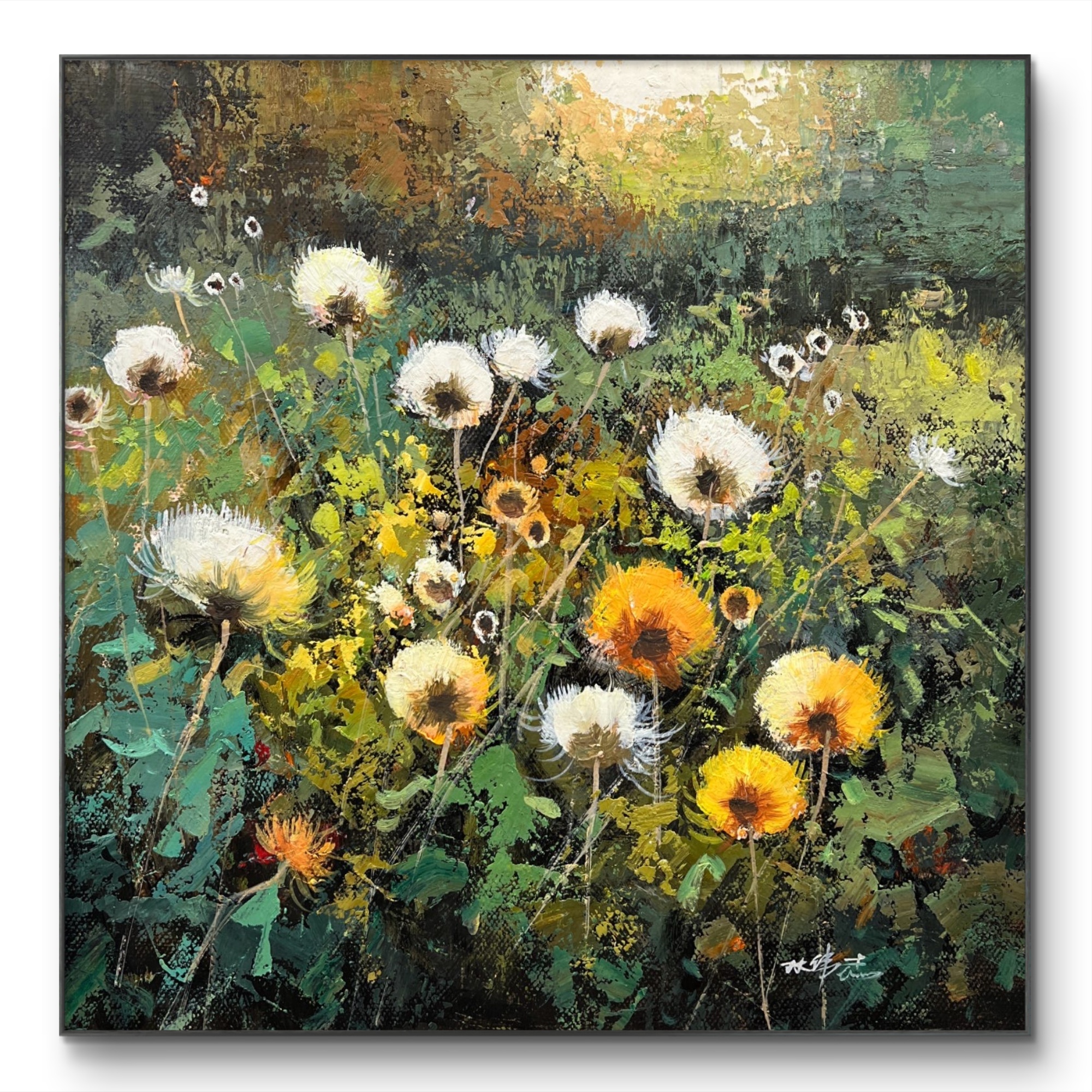 手绘油画60cm*60cm艳丽重彩花卉装饰画客厅卧室餐厅挂画