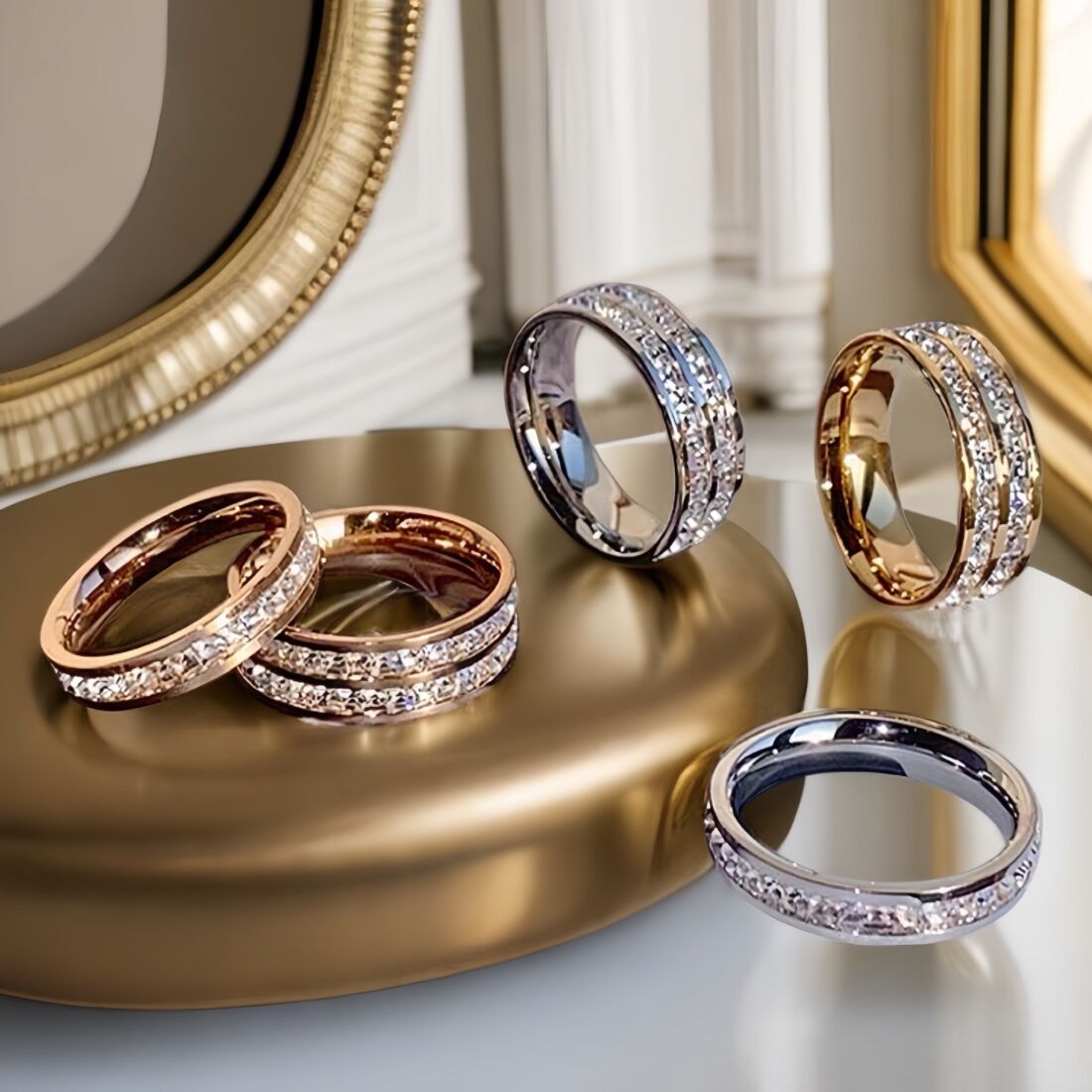 钛钢戒指 网红个性时尚单排钻满天星戒指ins男女情侣对戒指环食指