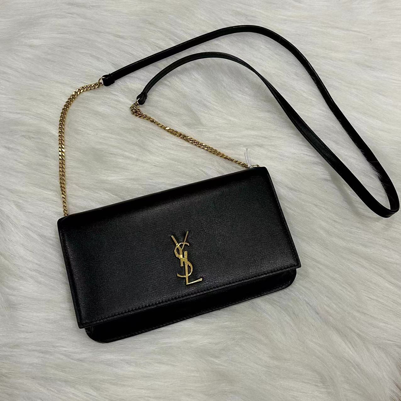 95新 YSL/圣罗兰 多多奢品/圣罗兰黑金斜跨包/98新