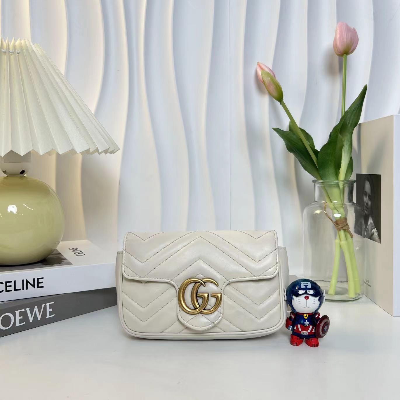 95新 GUCCI/古驰 多多奢品/古驰白色马蒙单肩包/95新