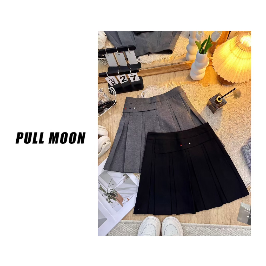 70282-1229 新款学院风百褶裙A字垂感显瘦短裙半身裙 