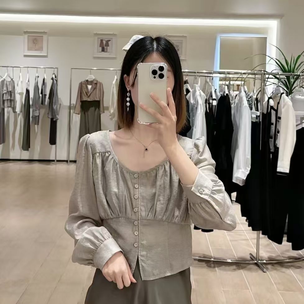 7071-1 -1129时尚百搭甜美清新简约气质修身女衬衫